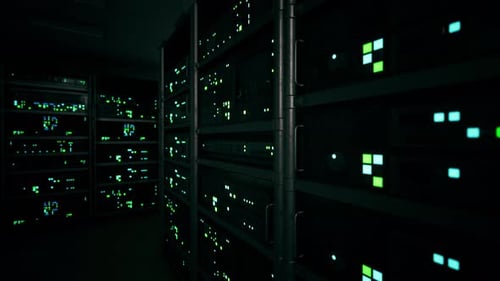 Network Server Room with Computers for Digital Tv Ip Communications