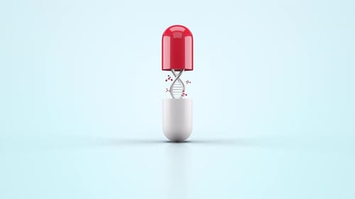 Medizinische 3D-Kapsel und DNA auf Schleife