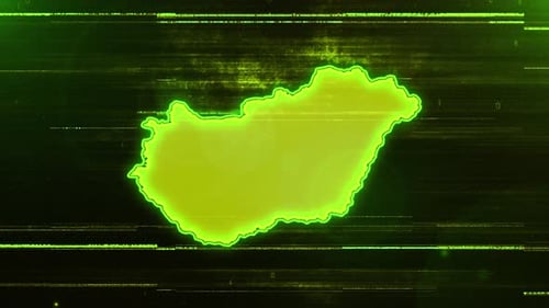 Digitale Futuristische Glitch-Karte Ungarns