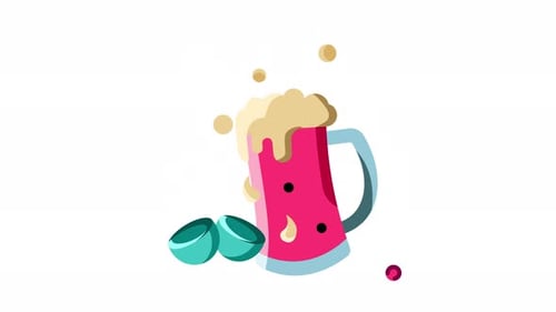 Animation beer glass icon. Motion graphic animation cooking themed
