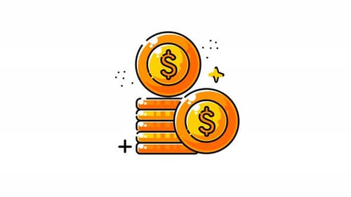 Animated Gold Dollar Coins Icon for Business and Finance