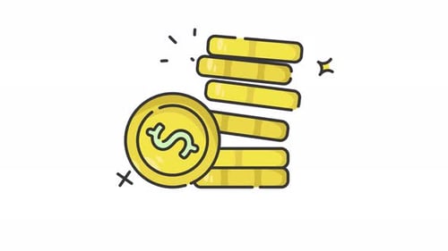 Animated Stack of Gold Dollar Coins Flat Design