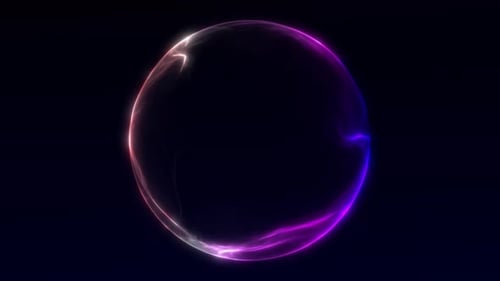 Dynamic pink and blue glowing plasma sphere animation with fluid motion