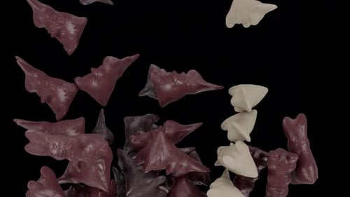 Falling Gummy Bats and Bones Halloween Background