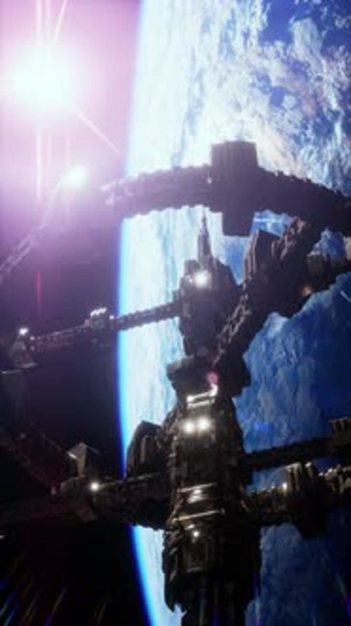 Unidentified Alien Spaceship Flying Near Earth Vertical