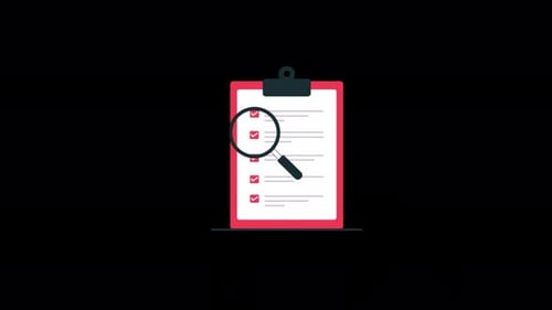Animated Clipboard Checklist with Magnifying Glass Scan