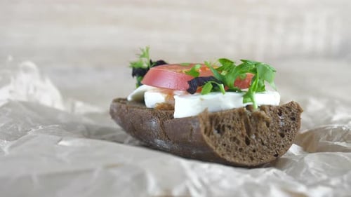 Fresh Sandwich With Tomato and Cheese on Brown Bread