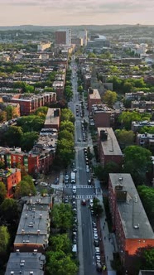 Boston cityscape captured from above showing neighborhoods and streets