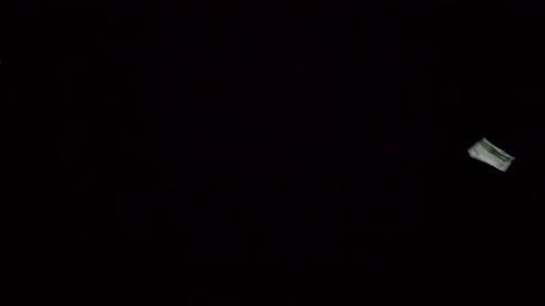 Euro Bills Falling on Black Background Chroma Key