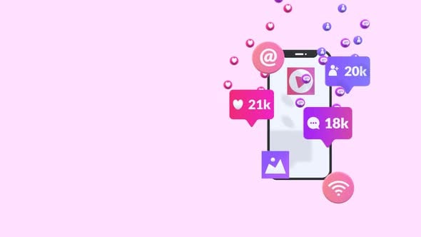 Modern 3D Smartphone Social Media Engagement Animation, Elements Motion ...