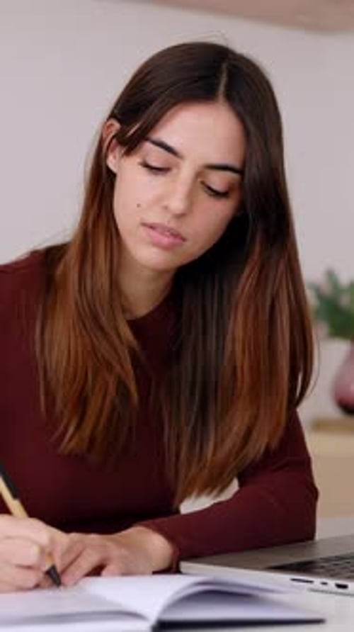 Young Professional Business Woman Working on Laptop at Home Office