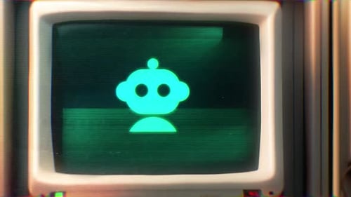 Icône d'intelligence artificielle sur l'écran de l'ordinateur et fond de piratage