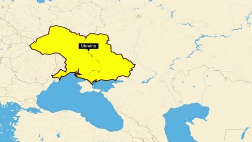 Flat Design Map Zooming into Ukraine