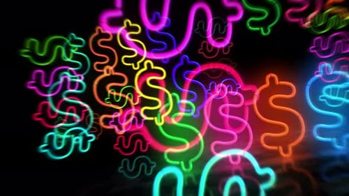 Colorful Neon Dollar Signs Loop Animation