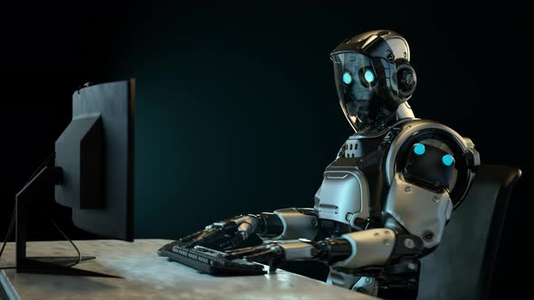 Robot Working On Computer 01, Backgrounds Motion Graphics ft. robot ...