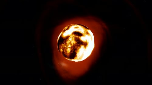 Fiery Celestial Body in Dark Space