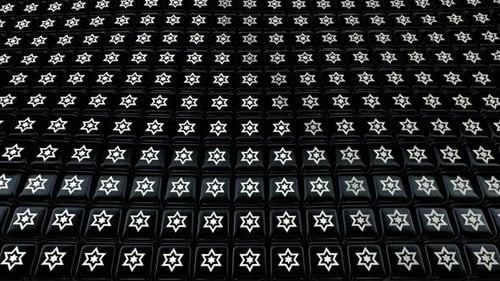Floating Background with Black Cubes, White Shapes, Unique Design, 3D Render, Exclusive, Reflection