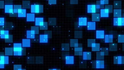 Camera Flying Through High Tech Digital Background, Square Shape High Tech Technology Background. Bl