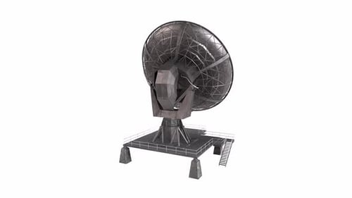 Animated 3D Satellite Dish Rotating for Communication and Data