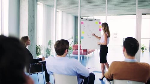 Business Presentation in Modern Office Conference Room