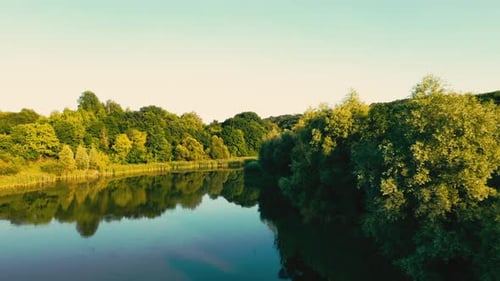 Pond Among Fields and Forest