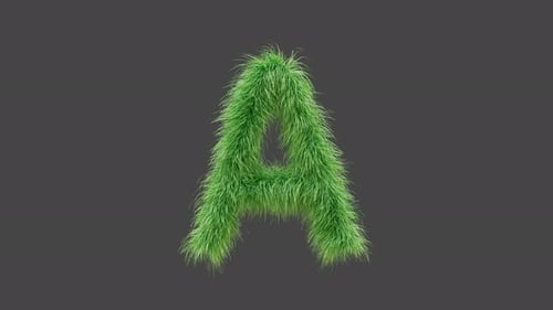 3D animation green grass letter A