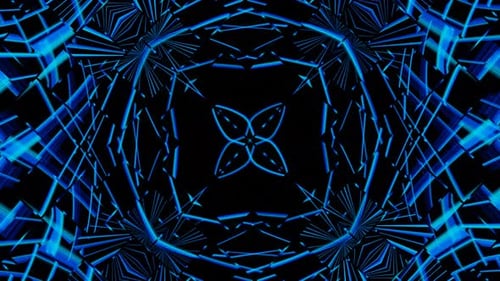 Blue Neon Geometric Light Kaleidoscope Seamless Loop