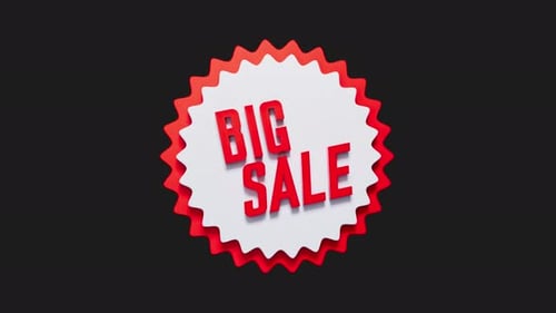 Animated 3D Big Sale Badge Rotation