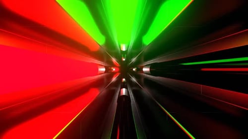 Green And Red Big Strobe Lamp Tunnel Background Vj Loop In HD
