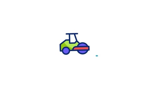 Flat Design Road Roller Vehicle Animation