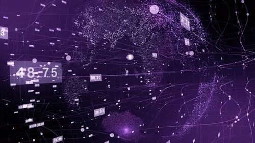 Futuristic Digital Data Network and Finance Statistics Visualization