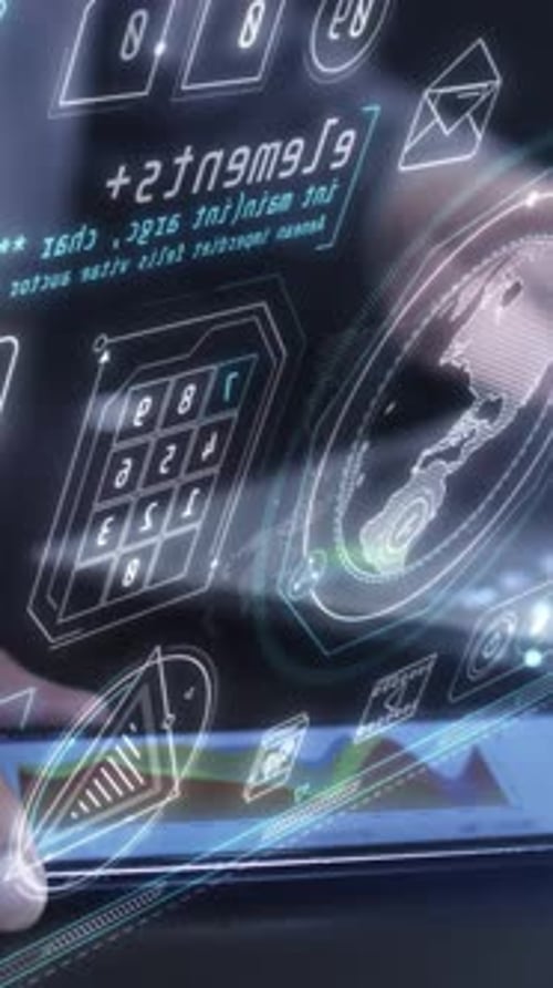 Social Media Monitoring mit Infografiken auf einem virtuellen Bildschirm