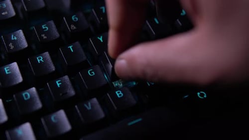 Close-Up of Installing Keycap on RGB Mechanical Keyboard