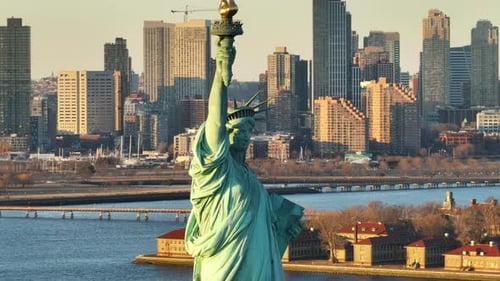The Statue of Liberty at sunset