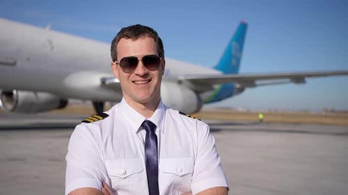 Airport Pilot Aviation Man Airplane Worker Man Near Airplane Aircraft Transportation Officer