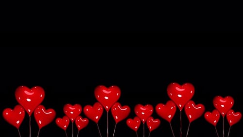 Animated Red Heart Balloons Gently Swaying Romantic Background