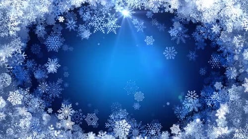 Fondo azul de Navidad con copos de nieve