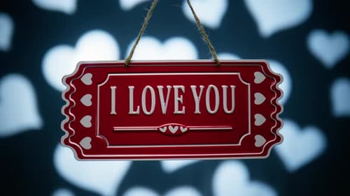 I Love You Decorative Hanging Sign with Hearts