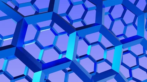 Blue Metallic Hexagon Grid Technology Loop Animation Background