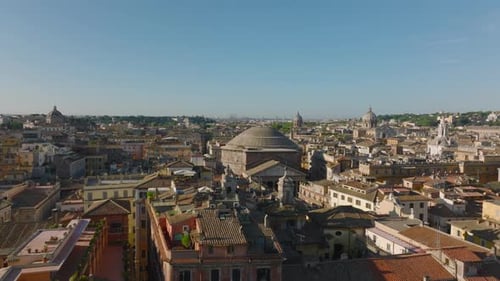 Forwards Fly Above Buildings in City Centre