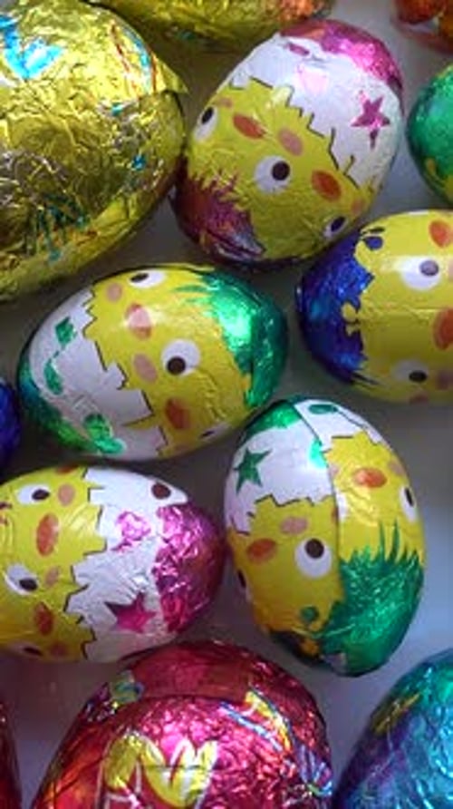 Vertical Video of Chocolate Easter Eggs