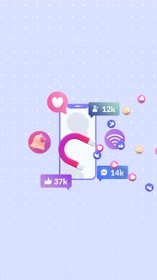 Animated Smartphone Attracting Likes and Followers for Social Media