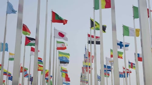 World Flags Flying High in the Breeze