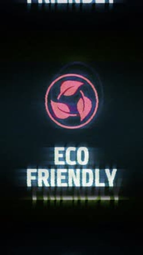 Eco friendly symbol on analog screen modern glitch vertical