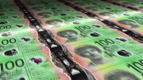 Australia Dollar money sheet printing seamless loop