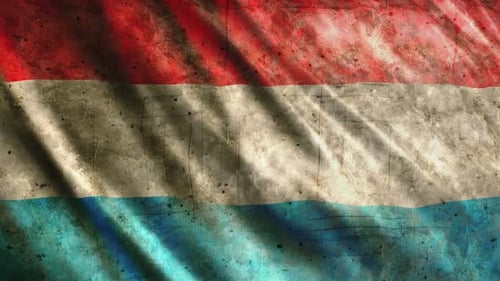 Grunge Textured Flag Waving in Wind Background Loop
