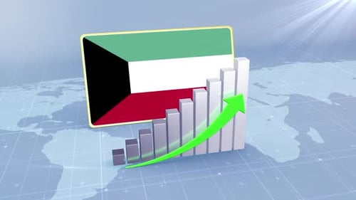 Kuwait Economic Growth Bar Chart Graph Rising Green Arrow