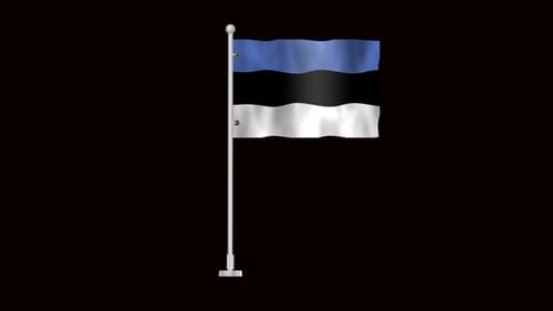 Realistic Waving Flag of Estonia on Pole