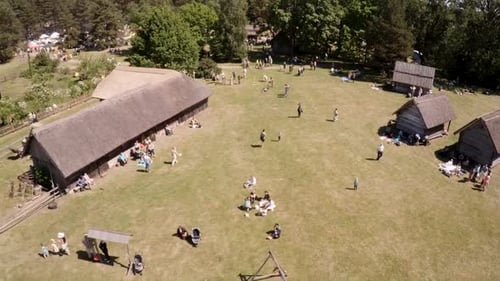 festival, an artisan market in an open-air museum, lots of people