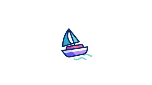 Animated Flat Design Sailboat Icon for Travel and Transportation